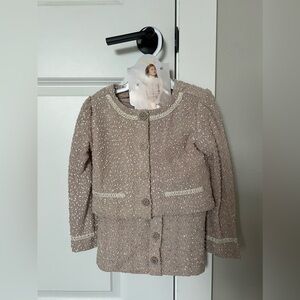 Le Chic Girls Tweed Button Too And Skirt Set Size 6 Pink